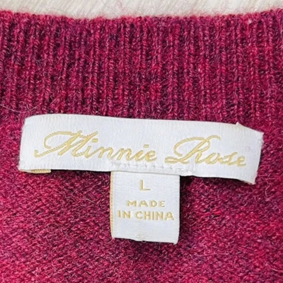 MINNIE ROSE Cashmere Star Print Crewneck Sweater L - Picture 4 of 5